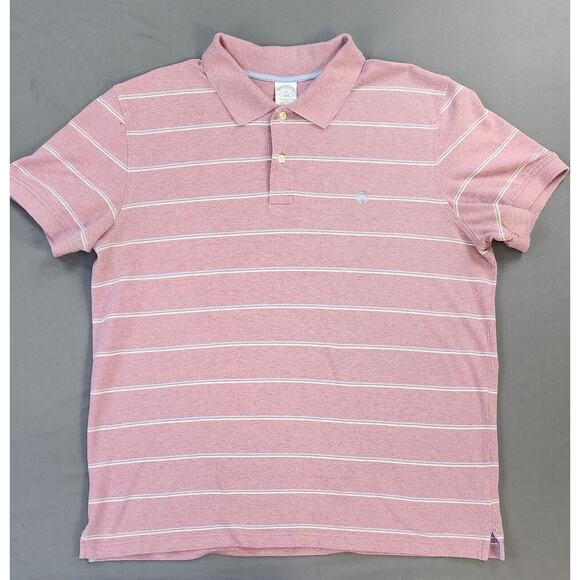 Brooks Brothers Polo Shirt Mens Slim XXL Slim Pink Striped Performance Preppy - Picture 1 of 16